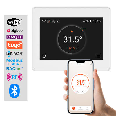 Un buon prezzo. Termostato HVAC intelligente multi-protocollo con WiFi/Zigbee/Tuya, controllo da remoto app/touchscreen, sistema 2/4-pipe compatibile in linea