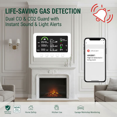 Un buon prezzo. Monitor Professionale della Qualità dell'Aria 10 in 1: CO2, PM2.5, TVOC e CO in Tempo Reale con Controllo App Tuya e RS485 per Smart Home in linea