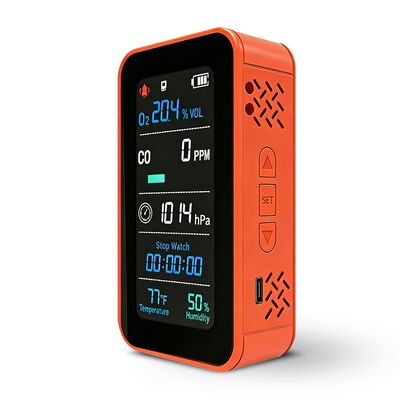 PT09 Monitor di qualità dell'aria 6-in-1 - Rilevatore di CO O2 con Temp/RH/Altimetro/Barometro, Monitor di gas portatile ricaricabile